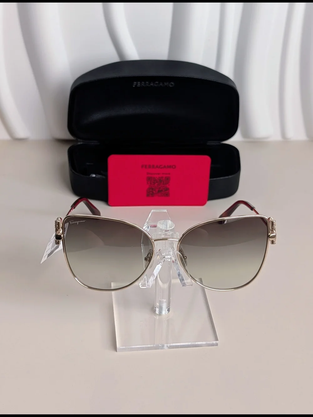 NWT Ferragamo SF296SR Gold Green Gradient Crystal Sunglasses 60mm